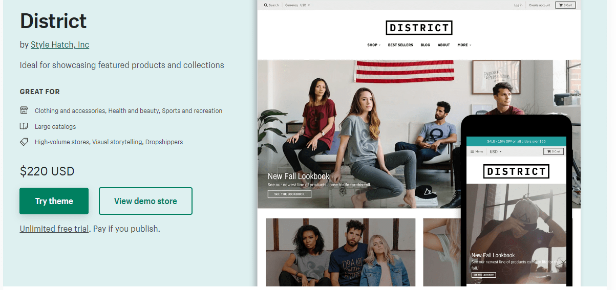 Tema Shopify del distretto