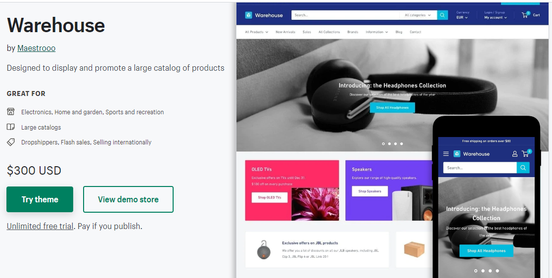 Tema dropshipping del magazzino