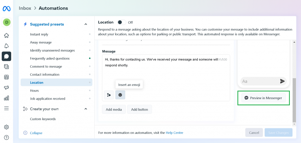 Facebook 환영 메시지 페이지- 15 예제 및 템플릿 사용 준비 15 Welcome Message Preview