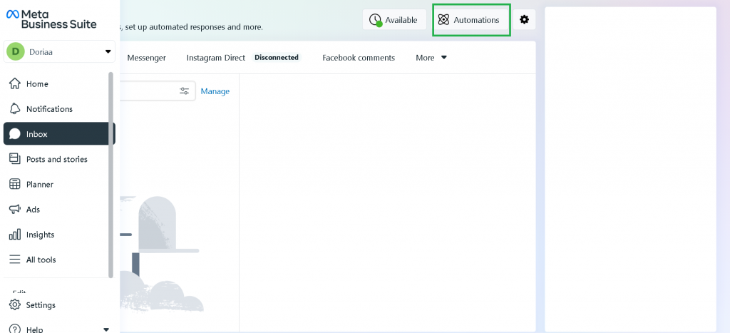 Facebook 환영 메시지 페이지- 15 사용 가능한 예제 및 템플릿 8 Meta Business Suite Inbox