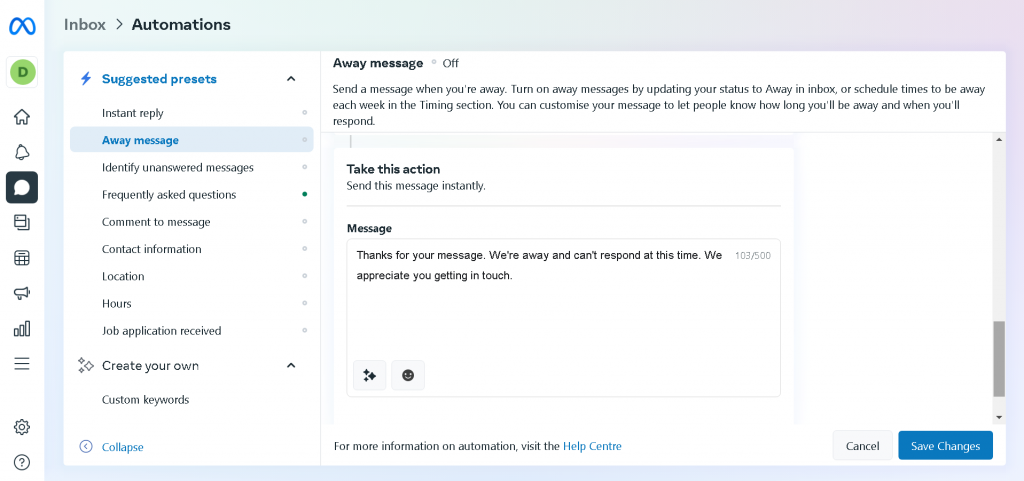 Facebook 환영 메시지 페이지- 15 예제 및 템플릿 사용 준비 11 Facebook customized message