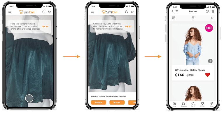 Recherche d'images avec l'application SimiCart