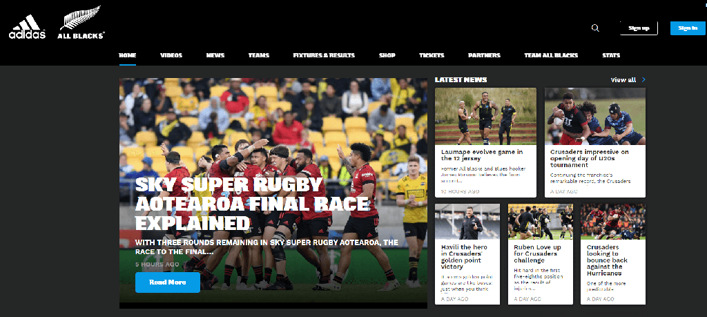 Situs web All Blacks
