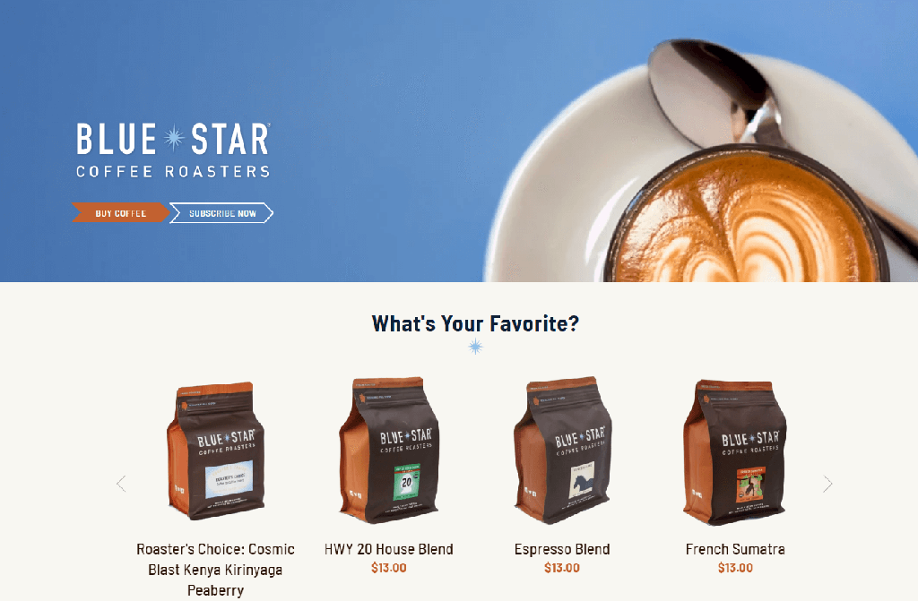 Situs web Blue Star Coffee Roaster