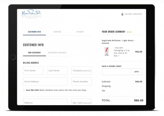 Check-out em várias etapas