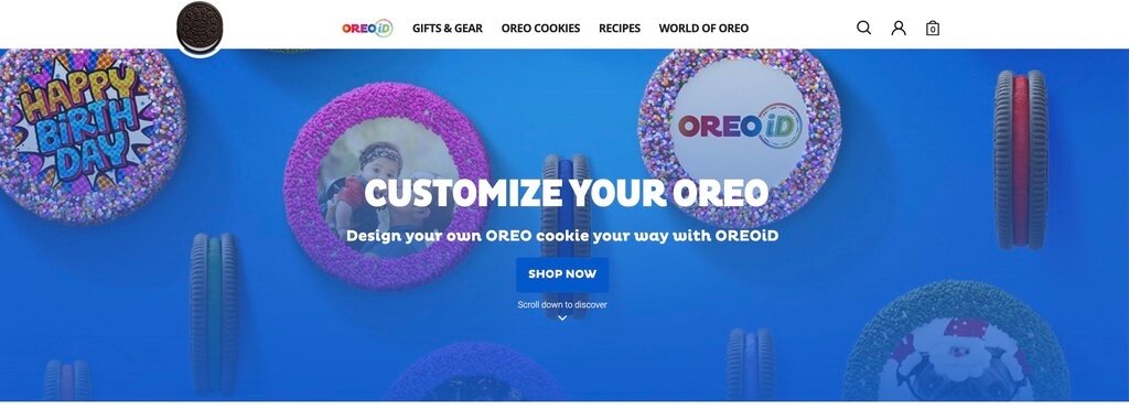 Conception d'interface utilisateur de commerce électronique Oreo