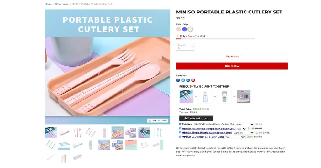 Conception d'interface utilisateur de commerce électronique Miniso