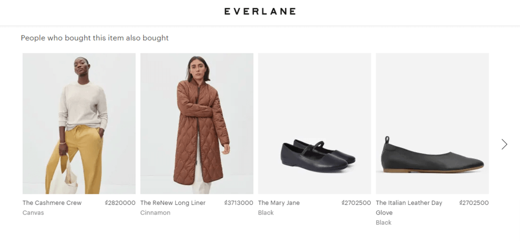 Raccomandazione del prodotto Everlane