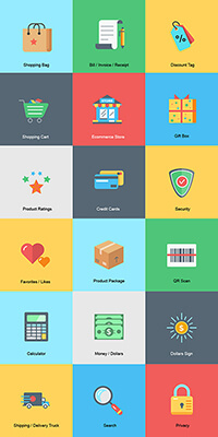 18가지 색상 전자상거래 아이콘