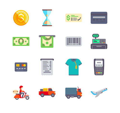 50 평면 전자 상거래 아이콘