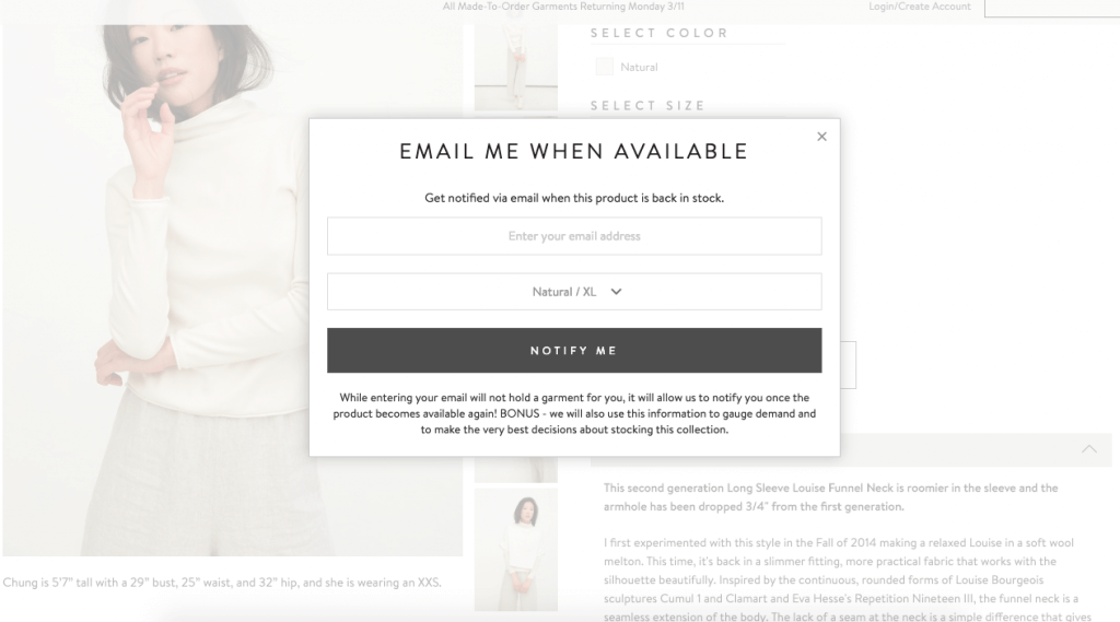 Notificación de nuevo en stock