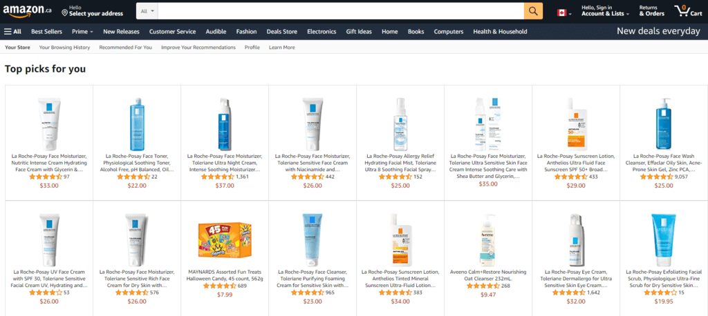 Recomendación de productos de Amazon