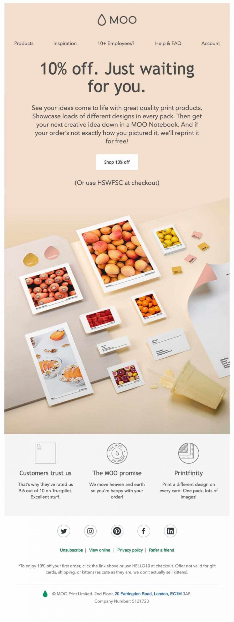 Correo de promoción de Moo