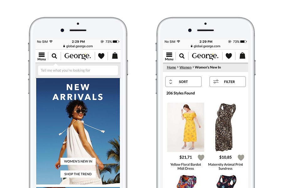 George.com - 10 migliori app web progressive per l'e-commerce 2018