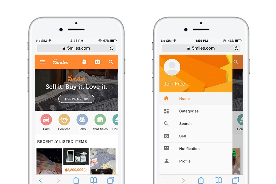 5miles - 10 migliori app web progressive per l'e-commerce 2018
