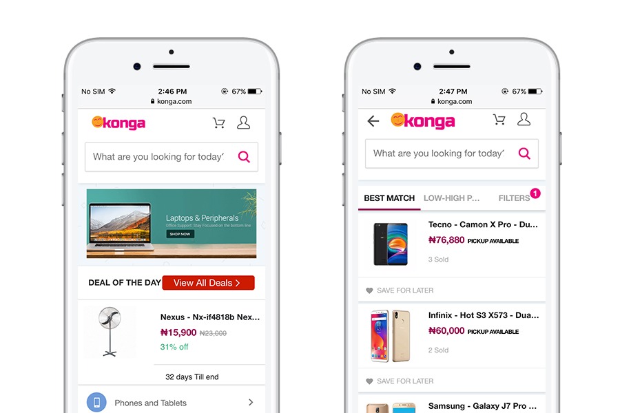 Konga - 10 migliori app web progressive per l'e-commerce 2018