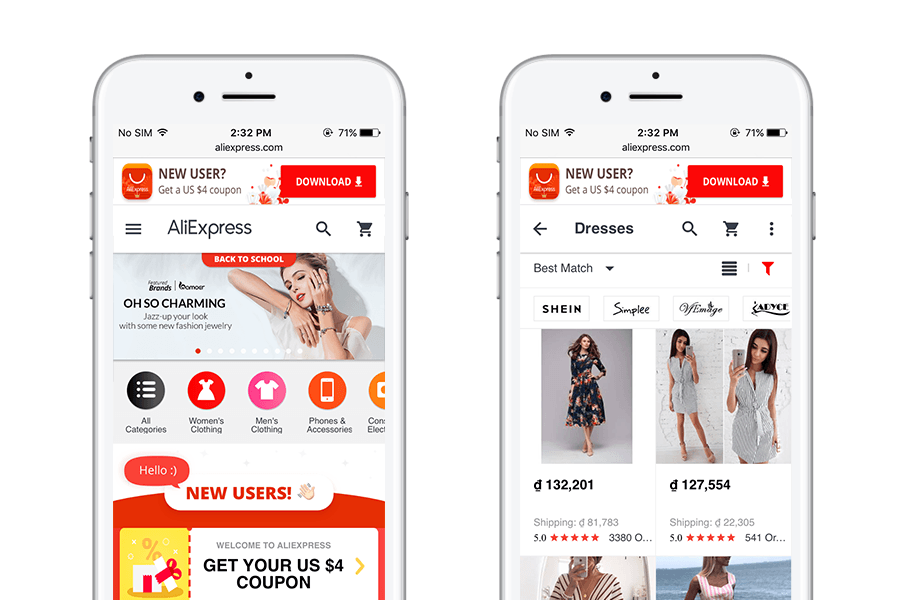 AliExpress - 10 migliori app web progressive per l'e-commerce 2018