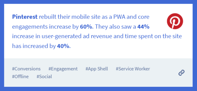 Statistik PWA Pinterest