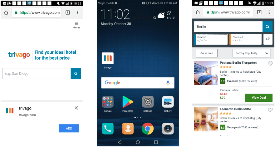 Aplikasi Web Progresif Trivago