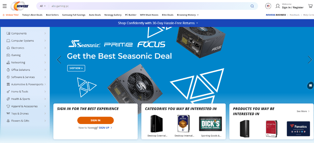 Веб-сайт Newegg