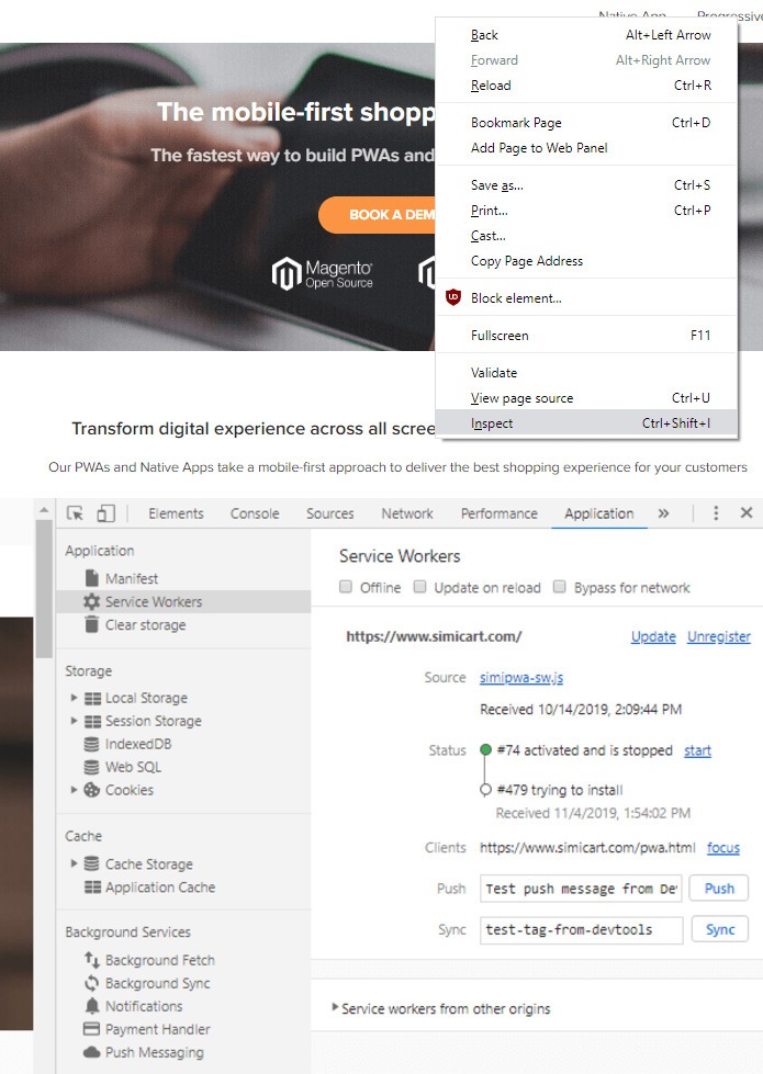 Como verificar os service workers no navegador