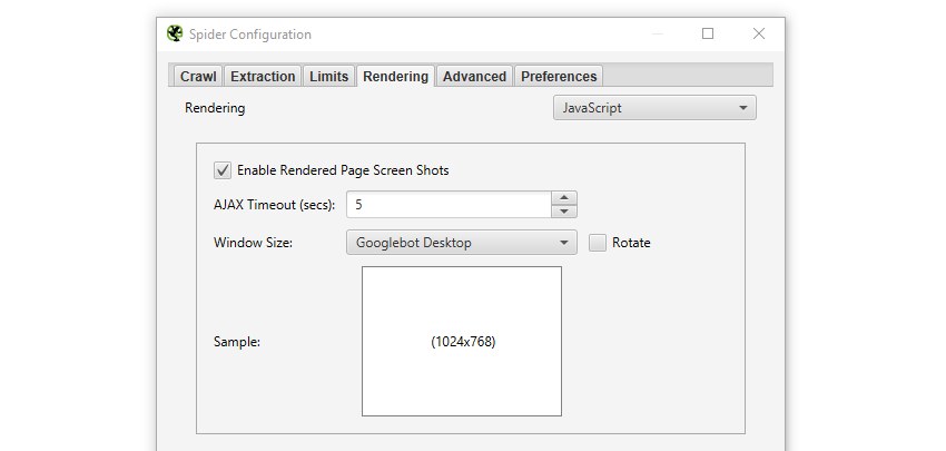 JavaScript-Rendering in ScreamingFrog aktivieren