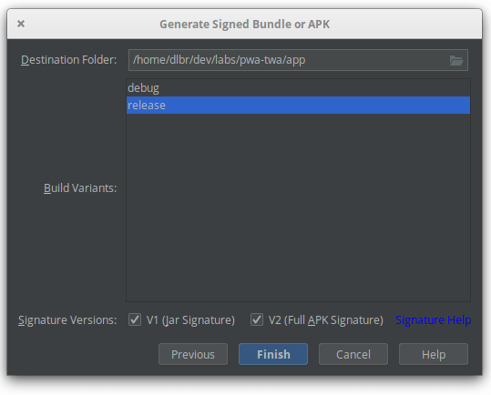 Generieren Sie signierte APKs in Android Studio