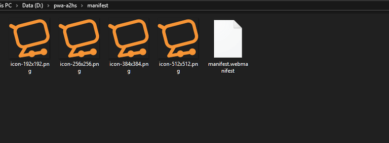 생성된 웹 앱 매니페스트
