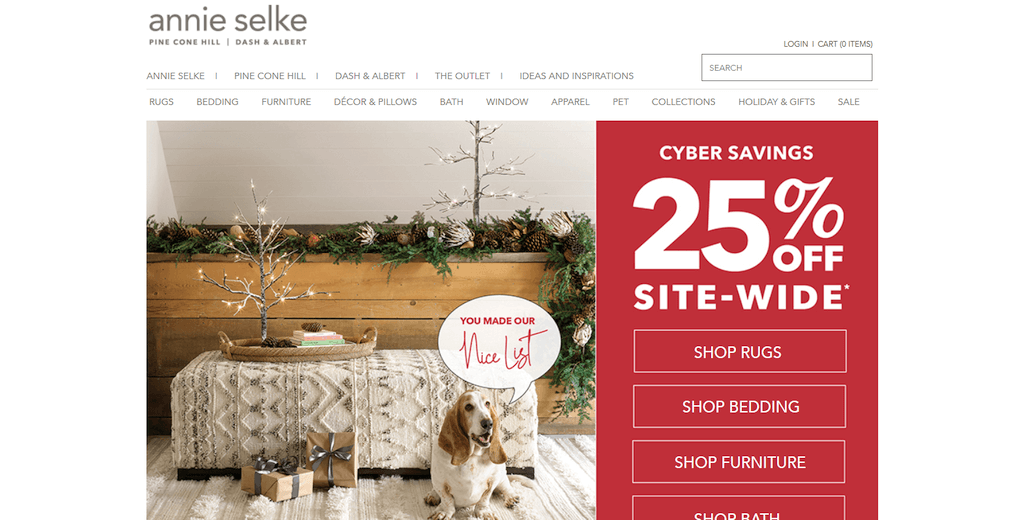 Vitrina site-ului Annie Selke