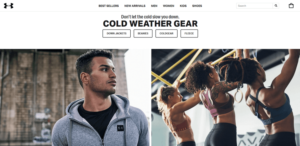 Vitrina site-ului Under Armour UK
