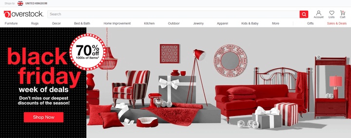 Vitrina site-ului web overstock