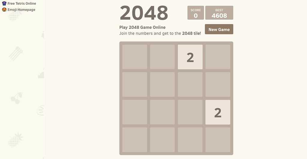 เกม 2048 PWA บนเดสก์ท็อป