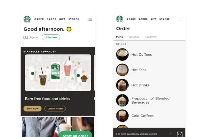starbucks pwa บนมือถือ