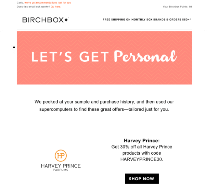 ユーザーのデータ透明性の例