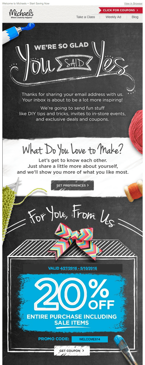 ウェルカム＆ディスカウントオファーメール