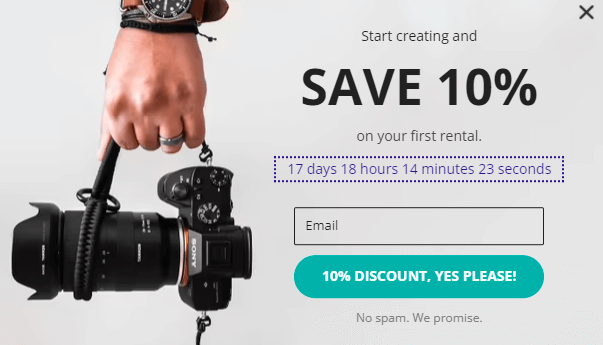 割引メールオプチンポップアップ