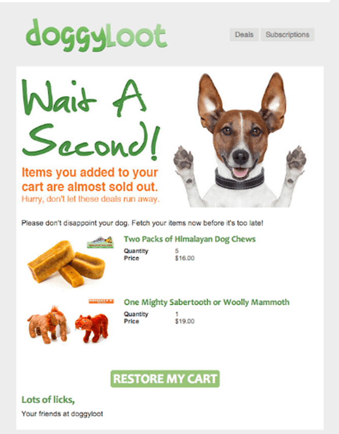 放棄された製品の電子メール-ペットフード