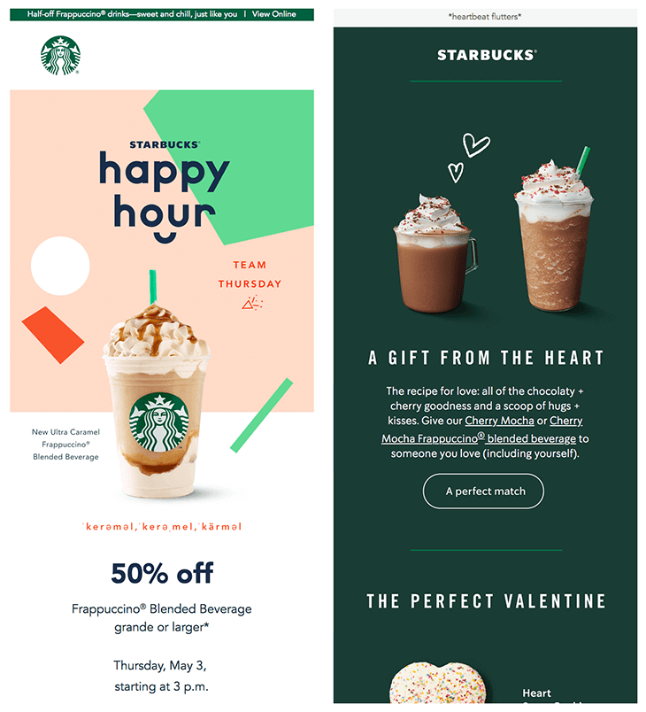 E-mail promozionale di Starbucks