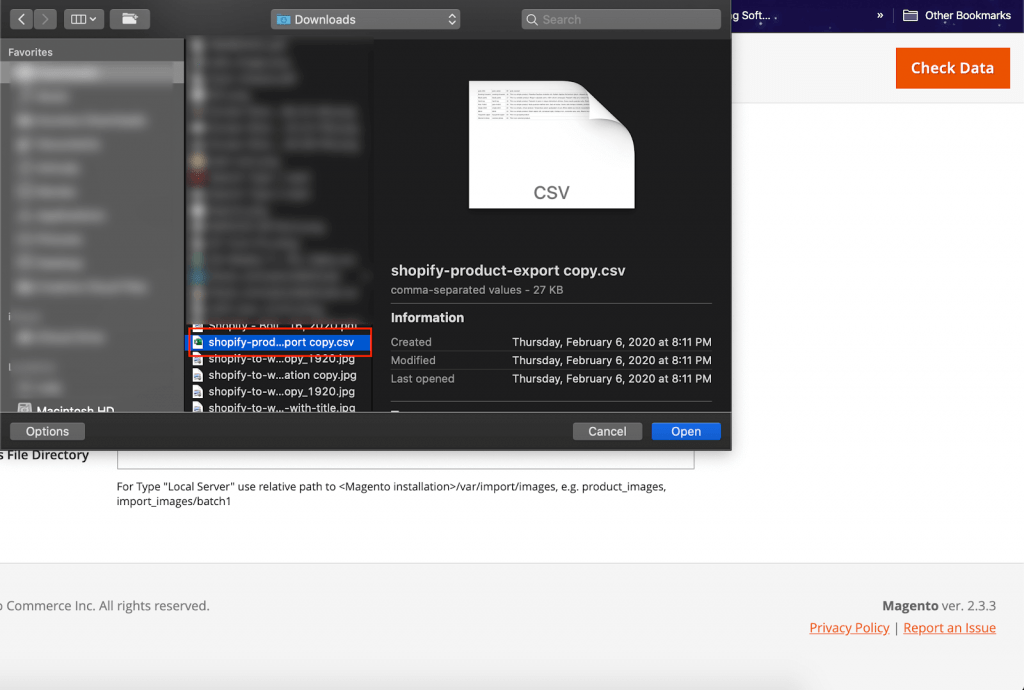 magento mengimpor file csv