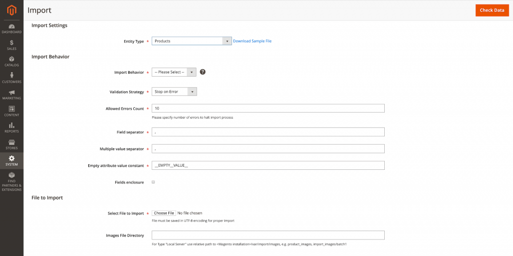 pengaturan impor magento