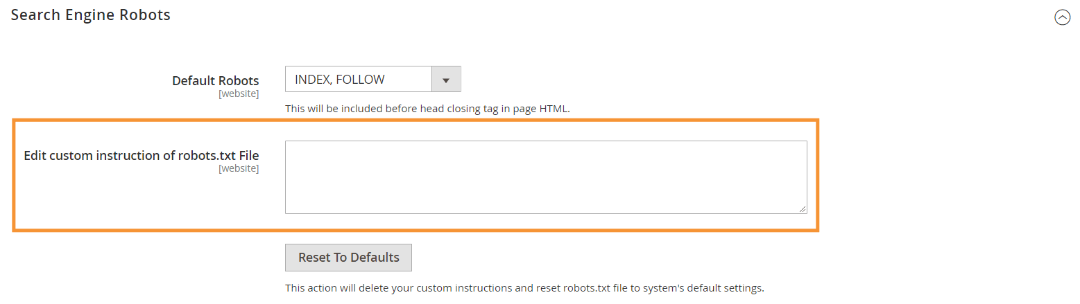 Edit instruksi khusus file robots.txt