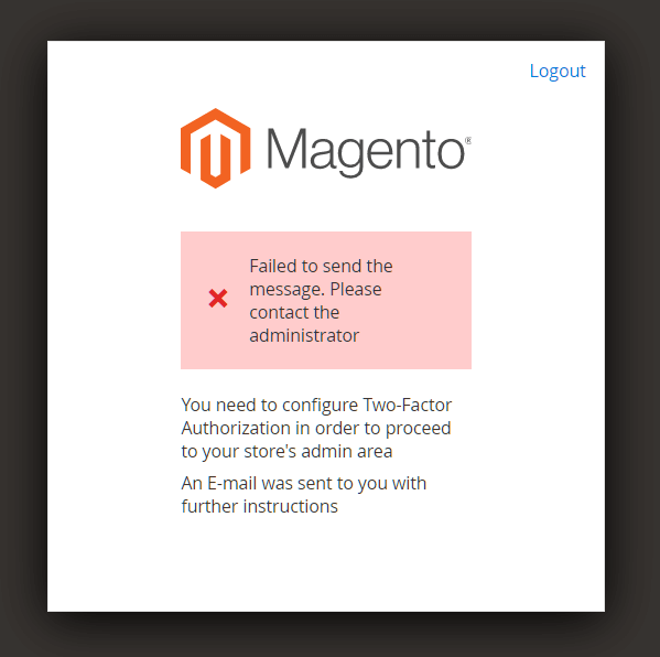 Magento 백엔드 2단계 인증 오류