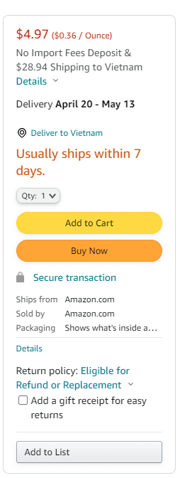 Informasi pesanan Amazon