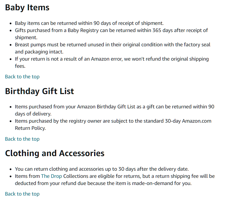 Kebijakan pengembalian Amazon