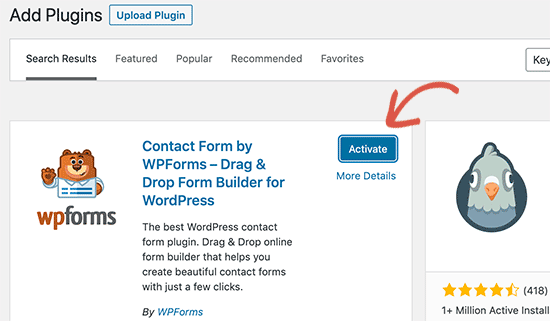 processo di installazione del plugin wordpress