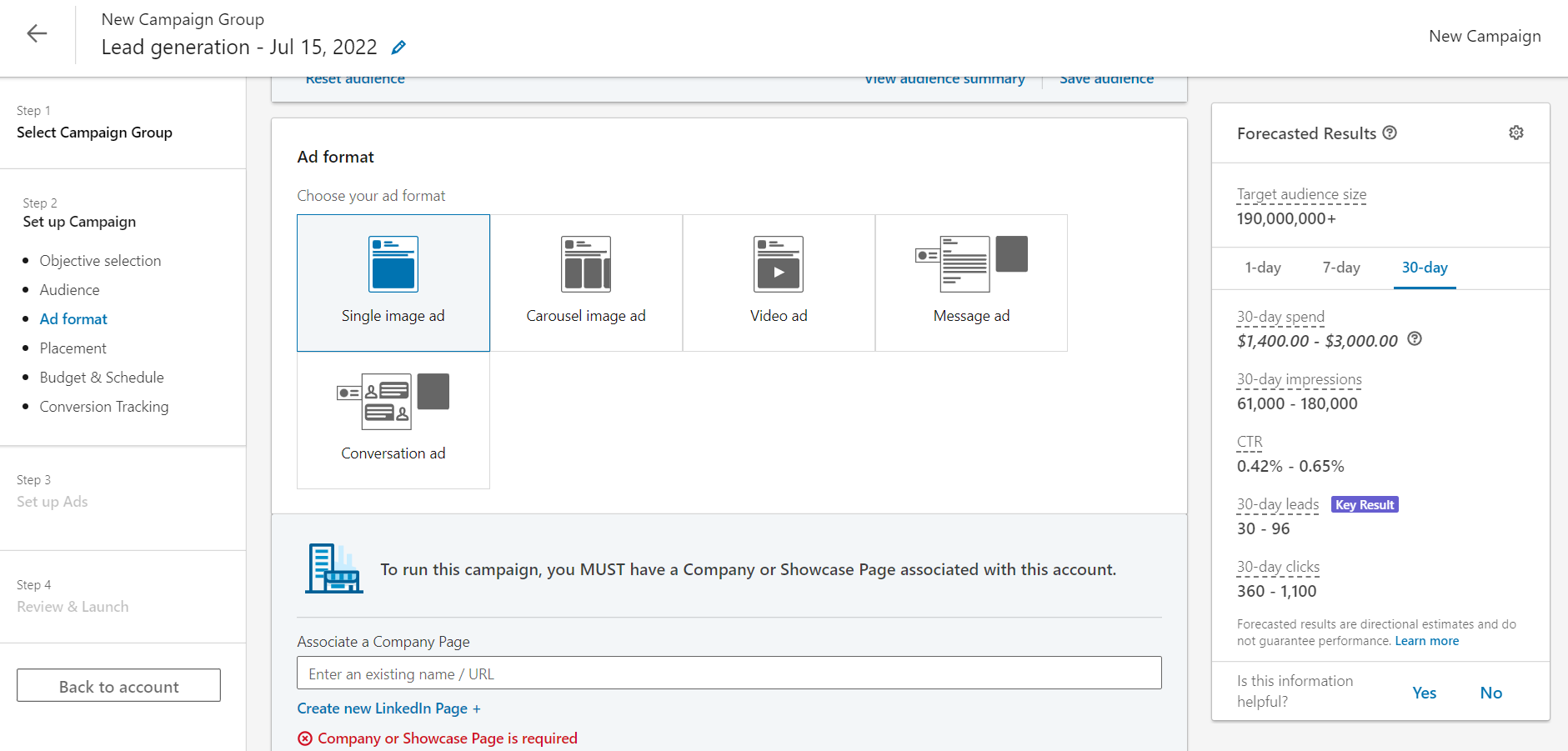 เลือกผู้ชมและรูปแบบโฆษณา