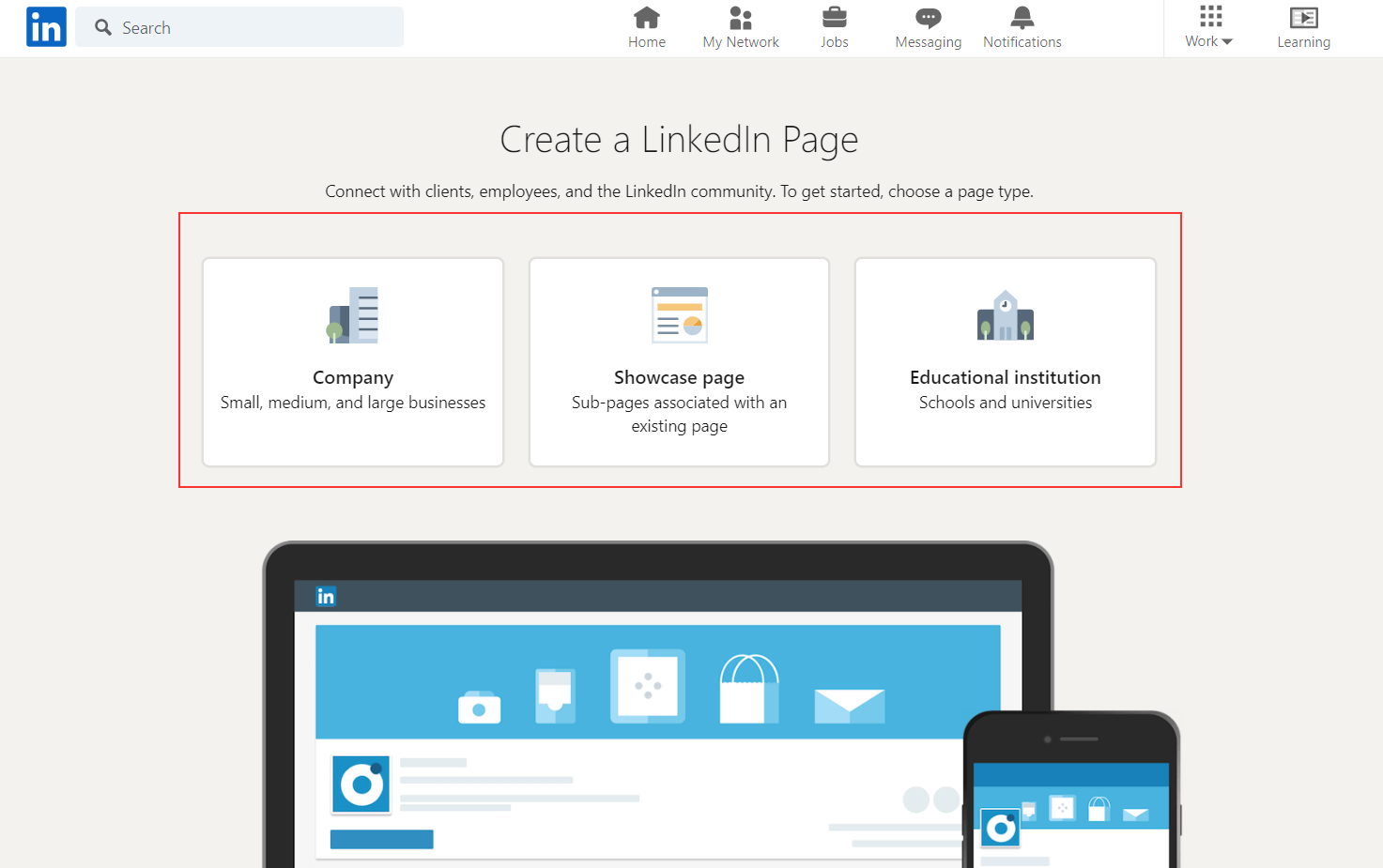 สร้างหน้าเพจ LinkedIn