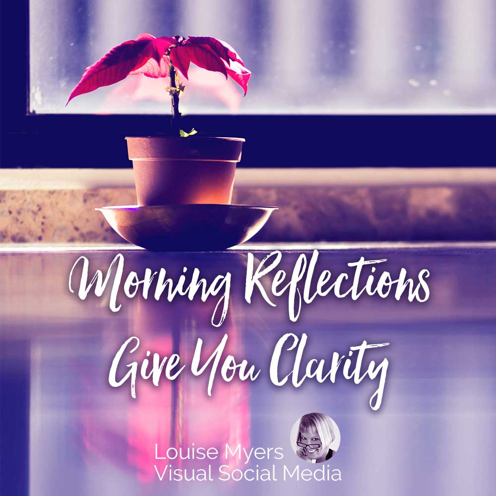 ต้นไม้ในหน้าต่างสะท้อนแสงบนโต๊ะบอกว่าภาพสะท้อนในยามเช้าทำให้คุณเห็นความชัดเจน