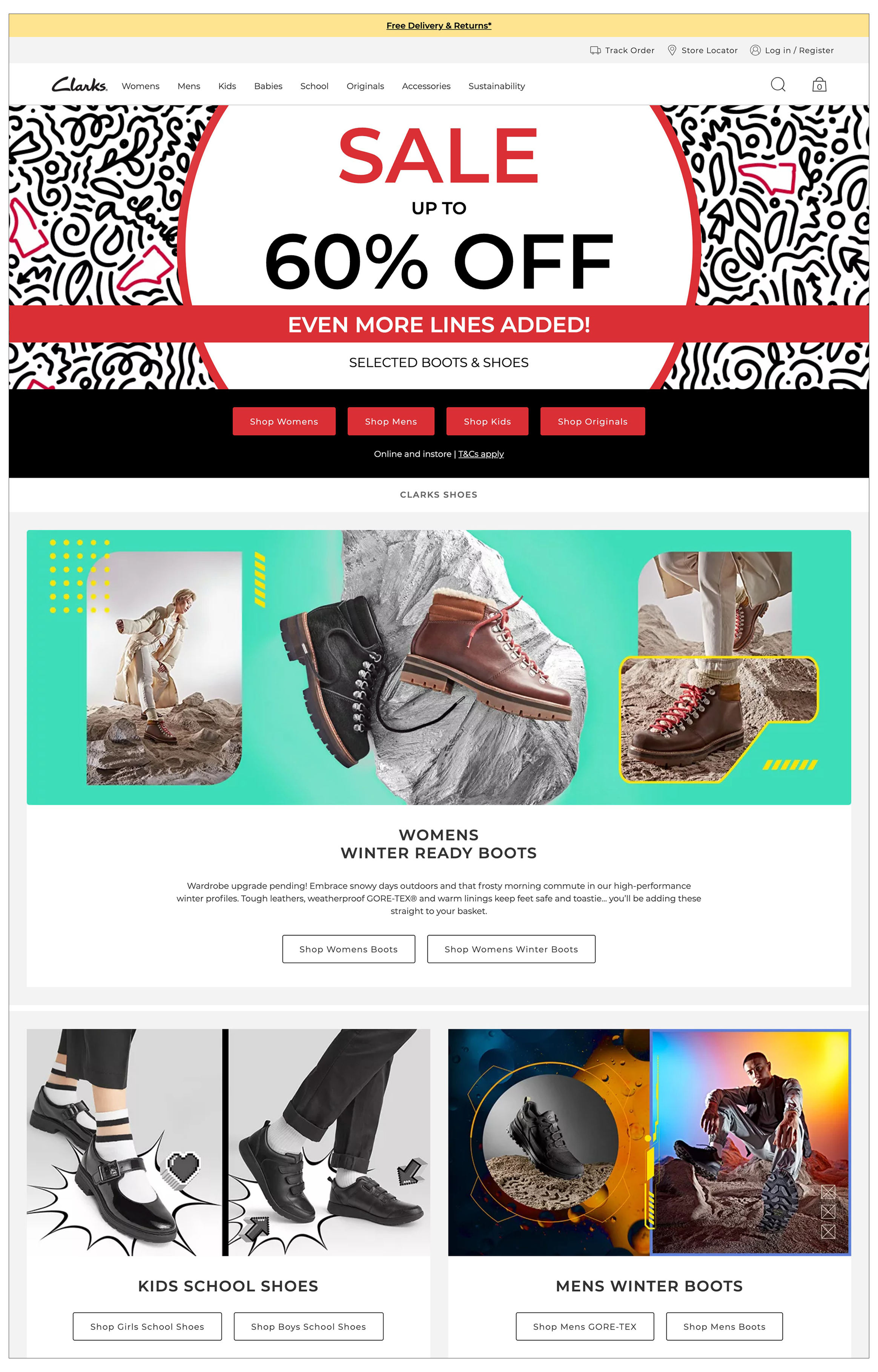 Clarks ana sayfasının resmi