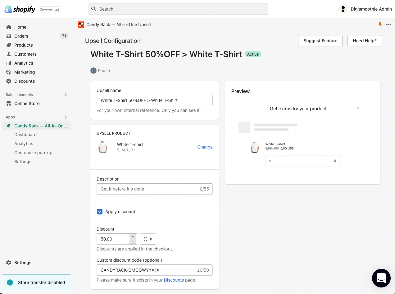 Shopify 应用 Candy App 中的商家管理员